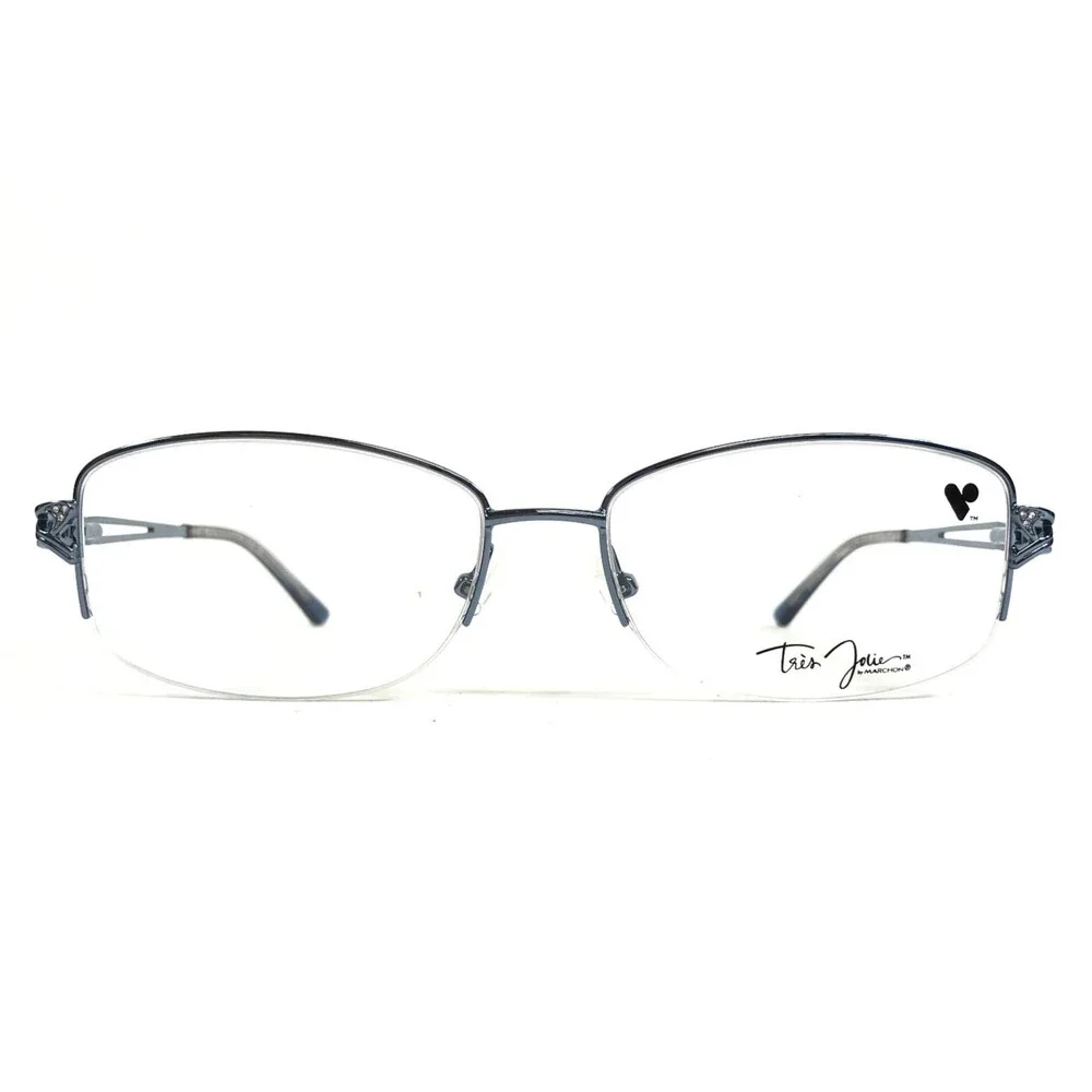 Tres Jolie Eyeglasses Frames 198 456 Light Blue Wire Rim Crystals 58-17-145